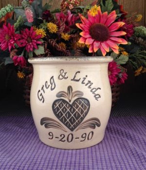 Personalized Handmade Pottery Quart Belly Crock