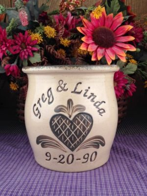 Personalized Handmade Pottery Quart Belly Crock