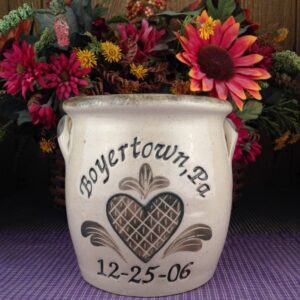 Personalized Handmade Pottery Quart Belly Crock with Handles