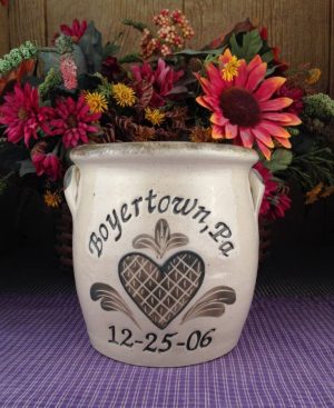 Personalized Handmade Pottery Quart Belly Crock with Handles