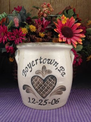 Personalized Handmade Pottery Quart Belly Crock with Handles