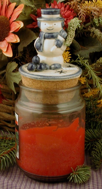 jar candle topper snowman
