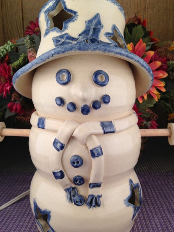 Custom Handmade Pottery Lighted Snowman