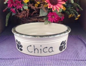One of a kind Custom Handmade Pottery Large Personalized Pet Dish