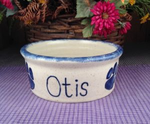 One of a kind Custom Handmade Pottery Medium Personalized Pet Dish