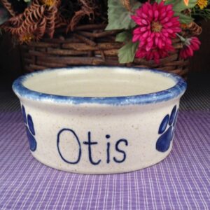 One of a kind Custom Handmade Pottery Medium Personalized Pet Dish