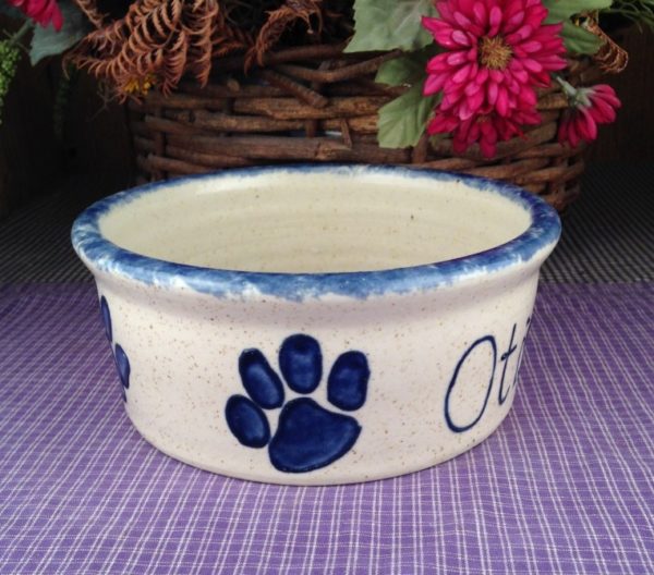 One of a kind Custom Handmade Pottery Medium Personalized Pet Dish