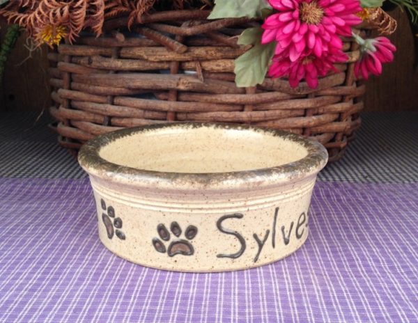 One of a kind Custom Handmade Pottery Small Personalized Pet Dish