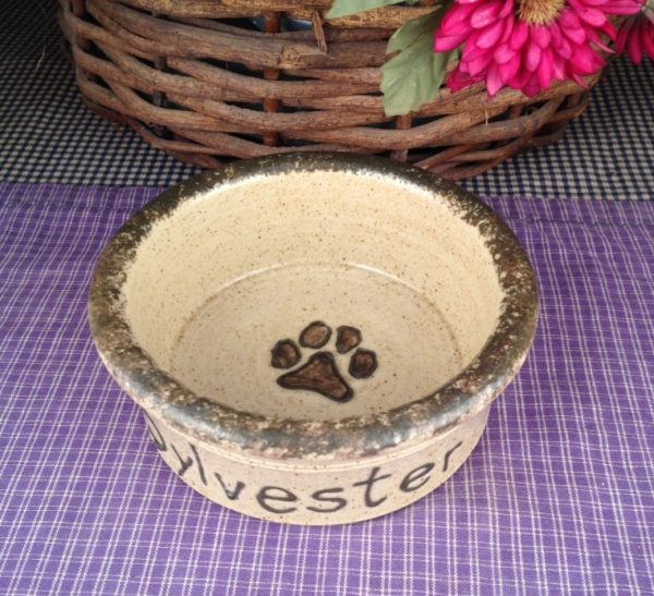 One of a kind Custom Handmade Pottery Small Personalized Pet Dish