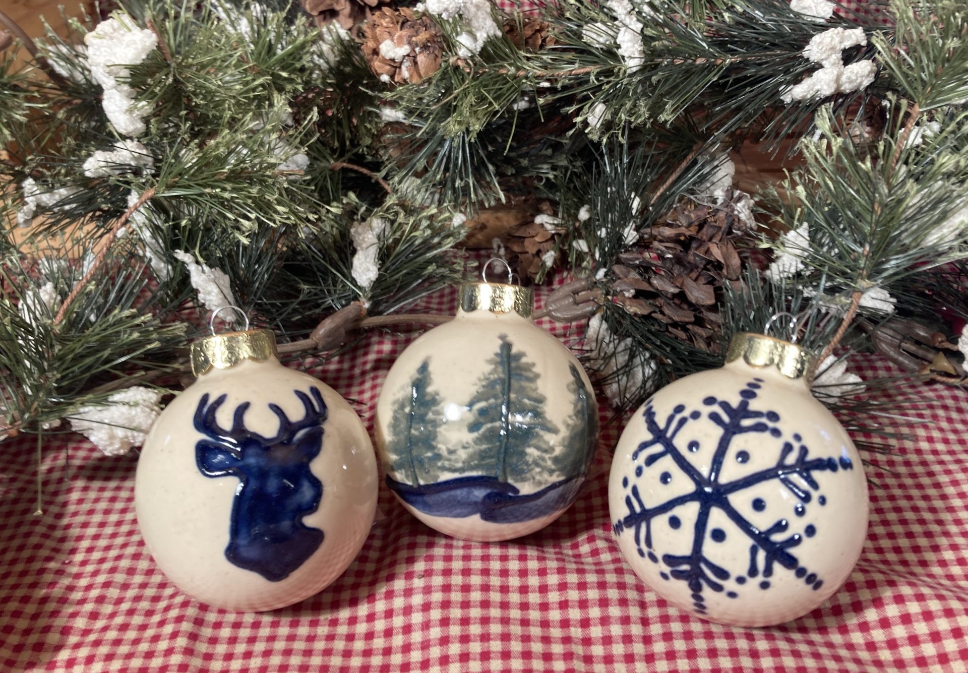 Christmas Ball Ornaments - Country Christmas (3 pieces.)
