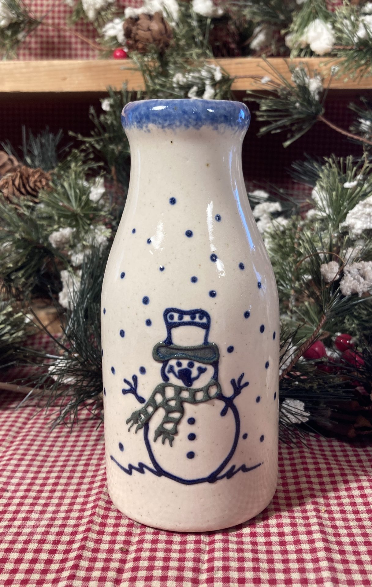Snowman Sm. Milk Jar Vase